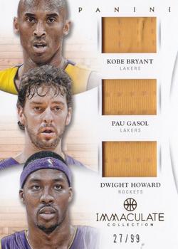 2012-13 Panini Immaculate Collection - Trios #8 Dwight Howard / Kobe Bryant / Pau Gasol Front