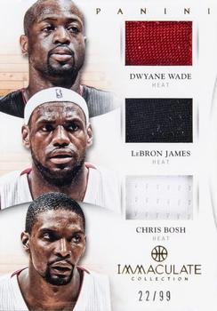 2012-13 Panini Immaculate Collection - Trios #5 Chris Bosh / Dwyane Wade / LeBron James Front