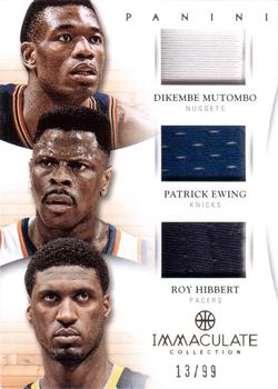 2012-13 Panini Immaculate Collection - Trios #22 Dikembe Mutombo / Patrick Ewing / Roy Hibbert Front