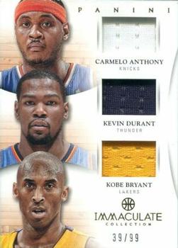 2012-13 Panini Immaculate Collection - Trios #30 Carmelo Anthony / Kevin Durant / Kobe Bryant Front