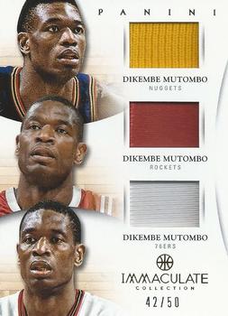 2012-13 Panini Immaculate Collection - Trios #53 Dikembe Mutombo / Dikembe Mutombo / Dikembe Mutombo Front