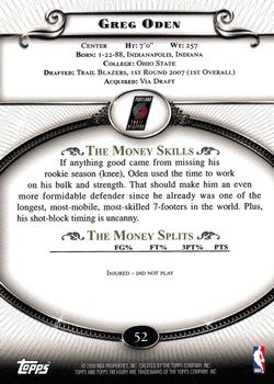 2008-09 Topps Treasury #52 Greg Oden Back