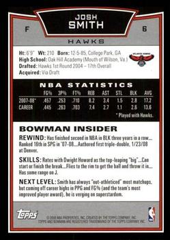 2008-09 Bowman #6 Josh Smith Back