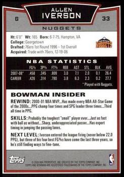2008-09 Bowman #33 Allen Iverson Back