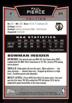 2008-09 Bowman #34 Paul Pierce Back