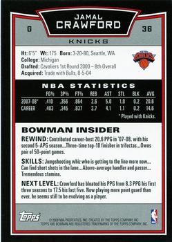 2008-09 Bowman #36 Jamal Crawford Back