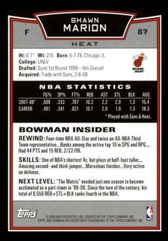 2008-09 Bowman #67 Shawn Marion Back