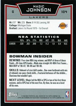 2008-09 Bowman #104 Magic Johnson Back