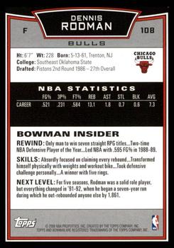 2008-09 Bowman #108 Dennis Rodman Back