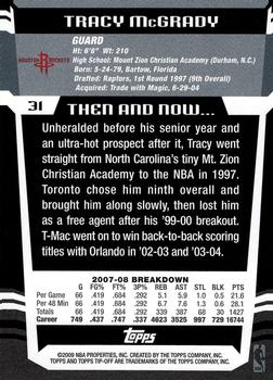 2008-09 Topps Tipoff #31 Tracy McGrady Back