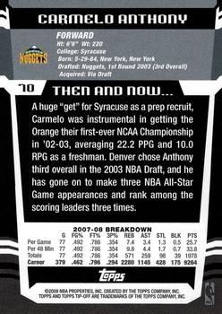 2008-09 Topps Tipoff #70 Carmelo Anthony Back