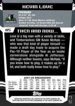2008-09 Topps Tipoff #115 Kevin Love Back