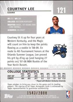 2008-09 Topps Co-Signers #121 Courtney Lee Back