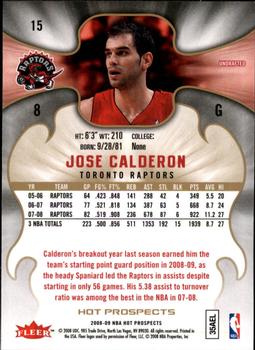 2008-09 Fleer Hot Prospects #15 Jose Calderon Back
