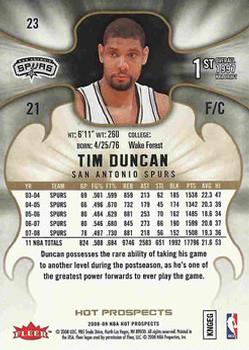 2008-09 Fleer Hot Prospects #23 Tim Duncan Back