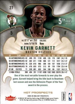 2008-09 Fleer Hot Prospects #27 Kevin Garnett Back