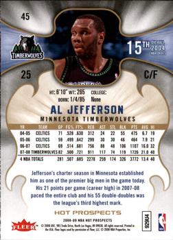 2008-09 Fleer Hot Prospects #45 Al Jefferson Back