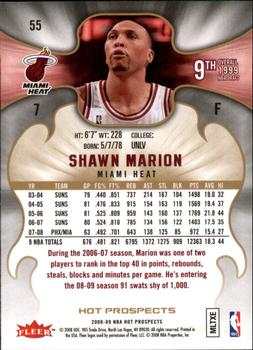 2008-09 Fleer Hot Prospects #55 Shawn Marion Back