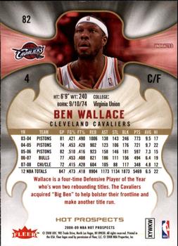 2008-09 Fleer Hot Prospects #82 Ben Wallace Back