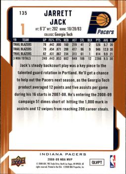 2008-09 Upper Deck MVP #135 Jarrett Jack Back
