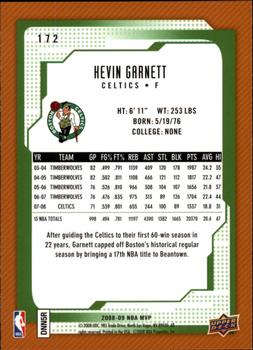 2008-09 Upper Deck MVP #172 Kevin Garnett Back