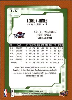 2008-09 Upper Deck MVP #175 LeBron James Back