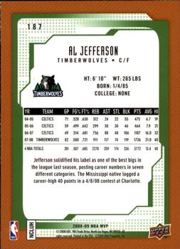 2008-09 Upper Deck MVP #187 Al Jefferson Back