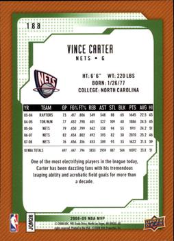 2008-09 Upper Deck MVP #188 Vince Carter Back