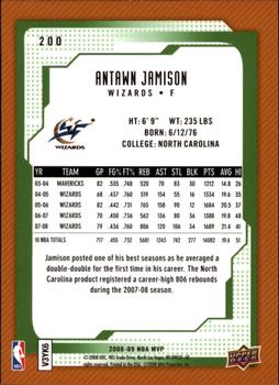 2008-09 Upper Deck MVP #200 Antawn Jamison Back