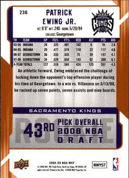 2008-09 Upper Deck MVP #236 Patrick Ewing Jr. Back