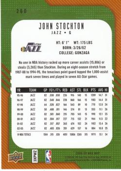 2008-09 Upper Deck MVP #260 John Stockton Back