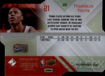 2008-09 SPx #22 Thaddeus Young Back