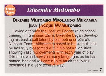 1991 Front Row Dikembe Mutombo #7 Dikembe Mutombo Back