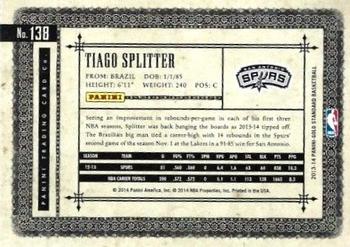 2013-14 Panini Gold Standard #138 Tiago Splitter Back