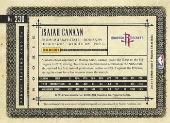 2013-14 Panini Gold Standard #230 Isaiah Canaan Back