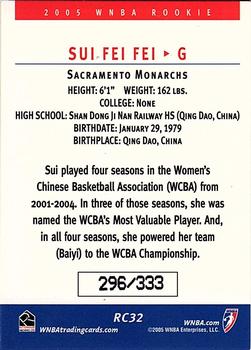 2005 Rittenhouse WNBA - Expansion Set #RC32 Sui Fei Fei Back