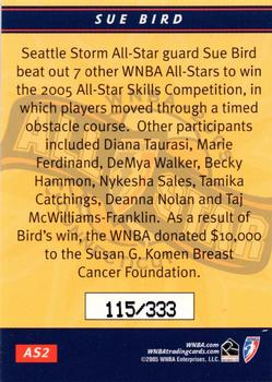2005 Rittenhouse WNBA - Expansion Set #AS2 Sue Bird Back