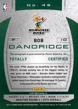2013-14 Panini Totally Certified - Totally Silver Signatures #43 Bob Dandridge Back