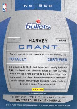 2013-14 Panini Totally Certified - Totally Silver Signatures #256 Harvey Grant Back