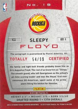 2013-14 Panini Totally Certified - Totally Red Signatures #19 Sleepy Floyd Back