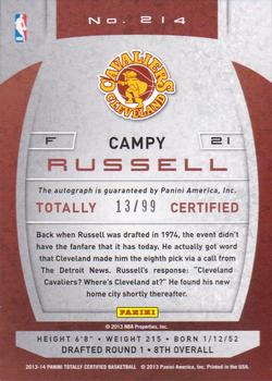 2013-14 Panini Totally Certified - Totally Red Signatures #214 Campy Russell Back
