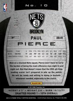 2013-14 Panini Totally Certified - Gold #10 Paul Pierce Back