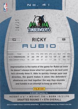 2013-14 Panini Totally Certified - Gold #41 Ricky Rubio Back