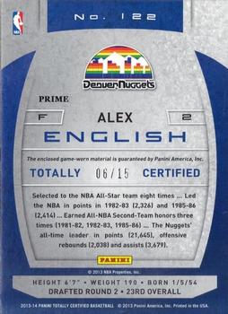 2013-14 Panini Totally Certified - Materials Blue Prime #122 Alex English Back