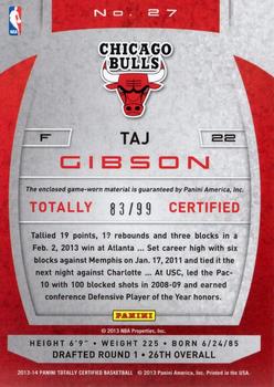 2013-14 Panini Totally Certified - Materials Red #27 Taj Gibson Back