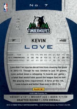 2013-14 Panini Totally Certified - Red #7 Kevin Love Back