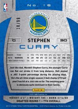 2013-14 Panini Totally Certified - Red #16 Stephen Curry Back