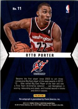 2013-14 Panini Totally Certified - Rookie Roll Call Autographs #11 Otto Porter Back