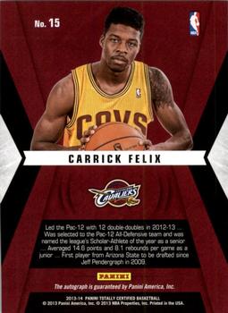 2013-14 Panini Totally Certified - Rookie Roll Call Autographs #15 Carrick Felix Back
