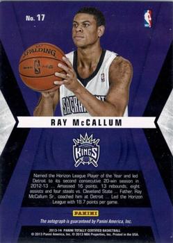 2013-14 Panini Totally Certified - Rookie Roll Call Autographs #17 Ray McCallum Back